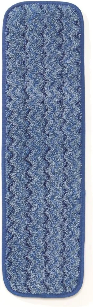 Rubbermaid Commercial Products HYGEN Microfiber Room Mop Pad, 18-Inch, Blue, Single-Sided, Damp Mop Head for Heavy-Duty Cleaning on Hardwood/Tile/Laminated Floors in Kitchen/Lobby/Office, Pack of 12