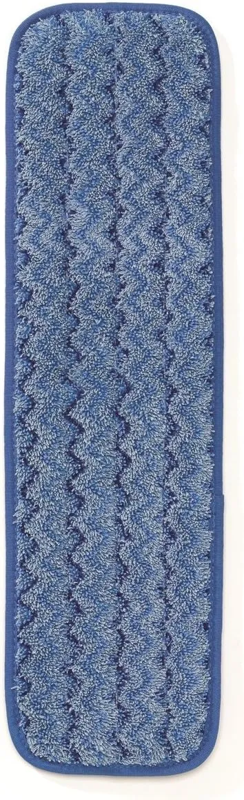 Rubbermaid Commercial Products HYGEN Microfiber Room Mop Pad, 18-Inch, Blue, Single-Sided, Damp Mop Head for Heavy-Duty Cleaning on Hardwood/Tile/Laminated Floors in Kitchen/Lobby/Office, Pack of 12