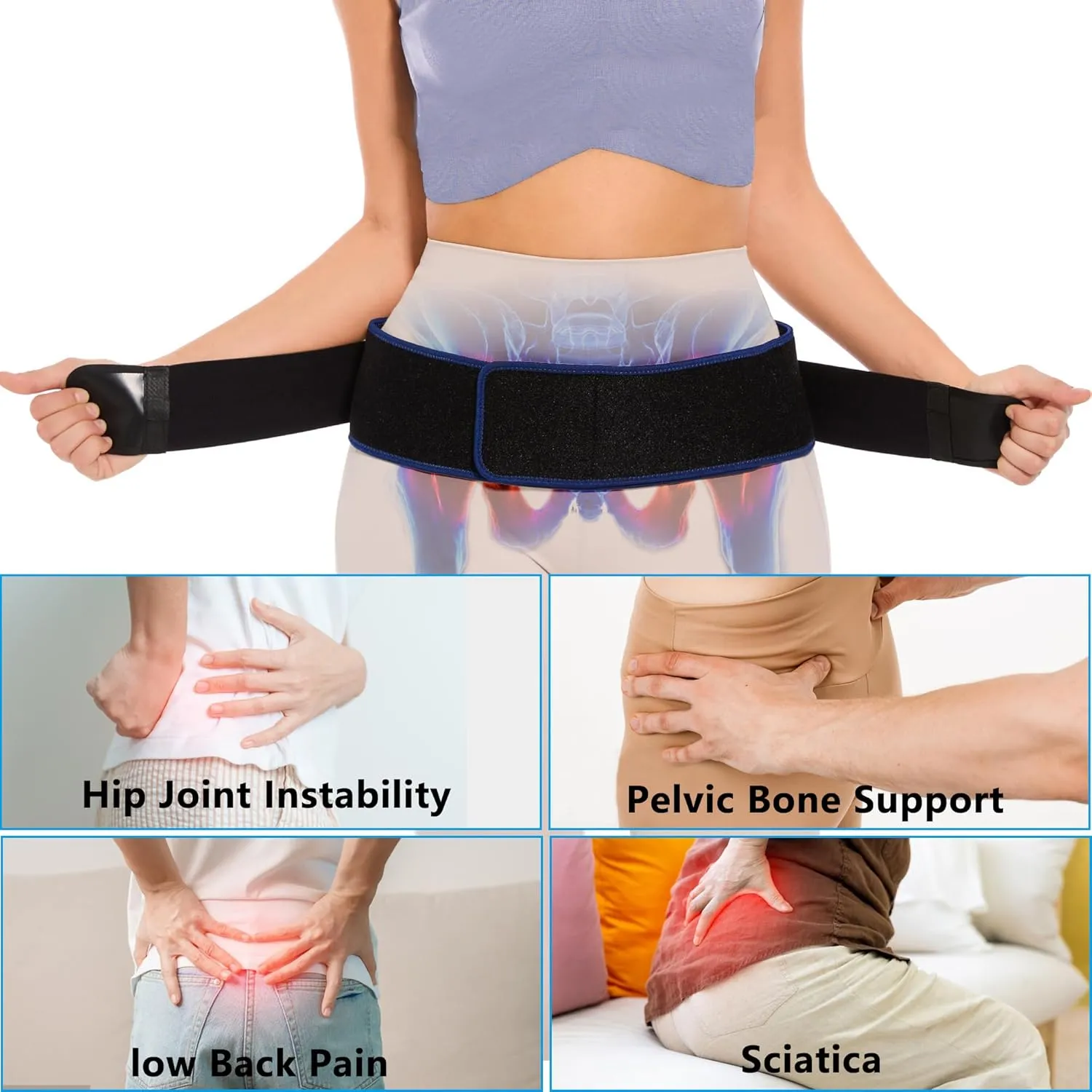 Sacroiliac SI Joint Belt - Lower Back Brace for Men and Women,Hip Braces for Pain Relief,Pelvic Support Belt for Sciatica Pelvis Lumbar(Medium,Hip circumference32”-45”)