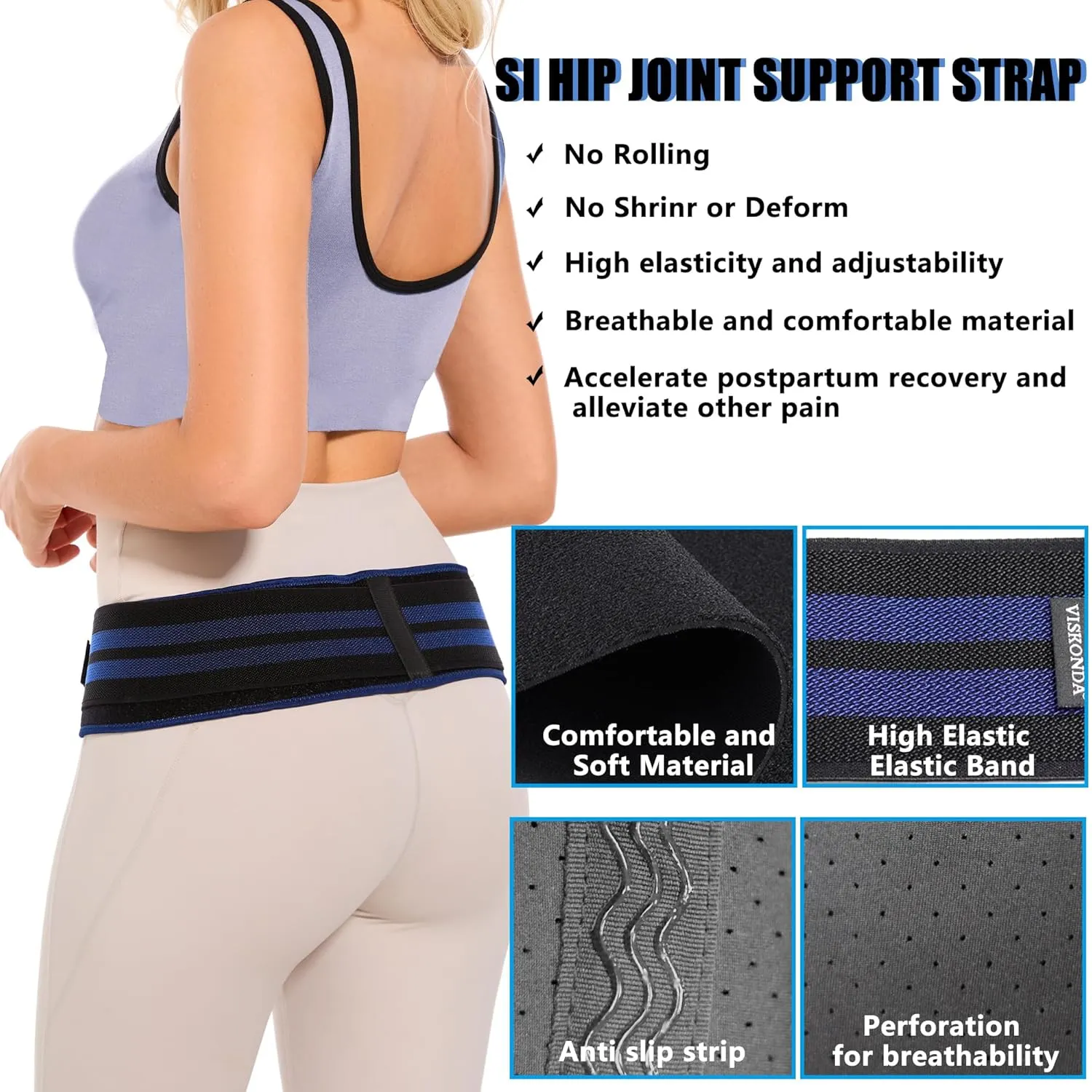Sacroiliac SI Joint Belt - Lower Back Brace for Men and Women,Hip Braces for Pain Relief,Pelvic Support Belt for Sciatica Pelvis Lumbar(Medium,Hip circumference32”-45”)