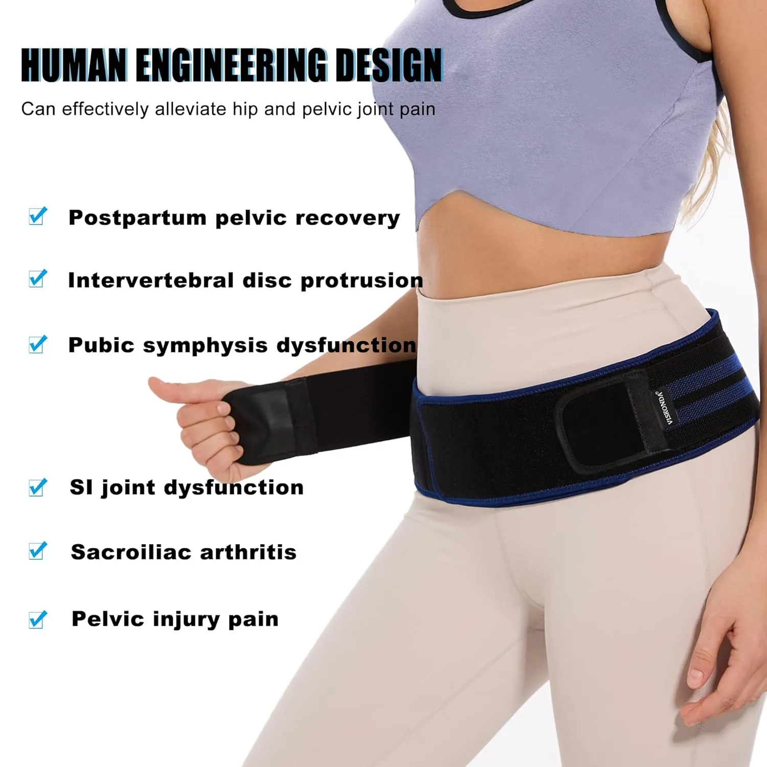 Sacroiliac SI Joint Belt - Lower Back Brace for Men and Women,Hip Braces for Pain Relief,Pelvic Support Belt for Sciatica Pelvis Lumbar(Medium,Hip circumference32”-45”)
