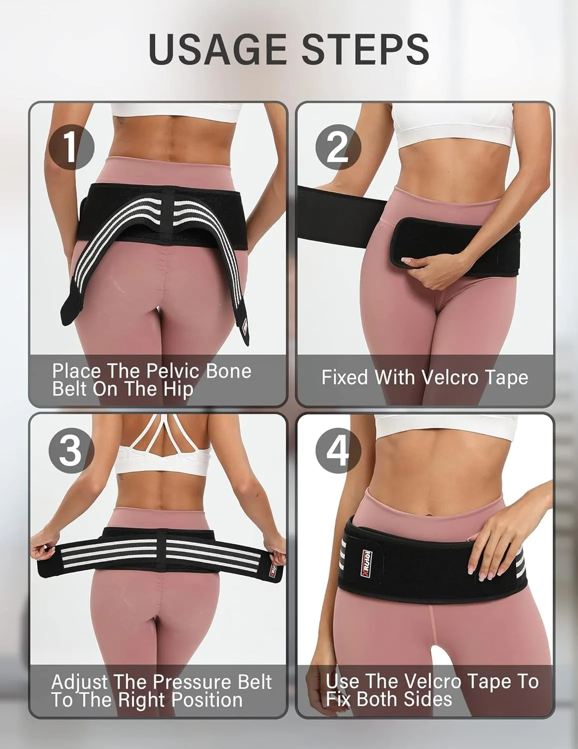Sacroiliac SI Joint Hip Belt, Lower Back Support Brace for Men Women, Anti-Slip Pelvic Support Belt for Sciatica, Pelvis, Lumbar & Nerve Pain Relief Devices Trochanter Belt (Petite XS/S)