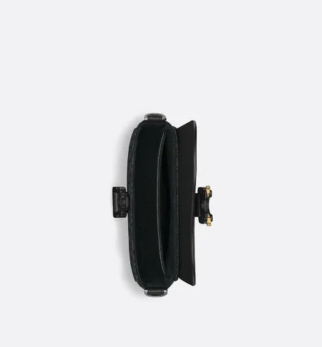 Saddle Pouch with Strap • Black Dior Oblique Jacquard and Grained Calfskin
