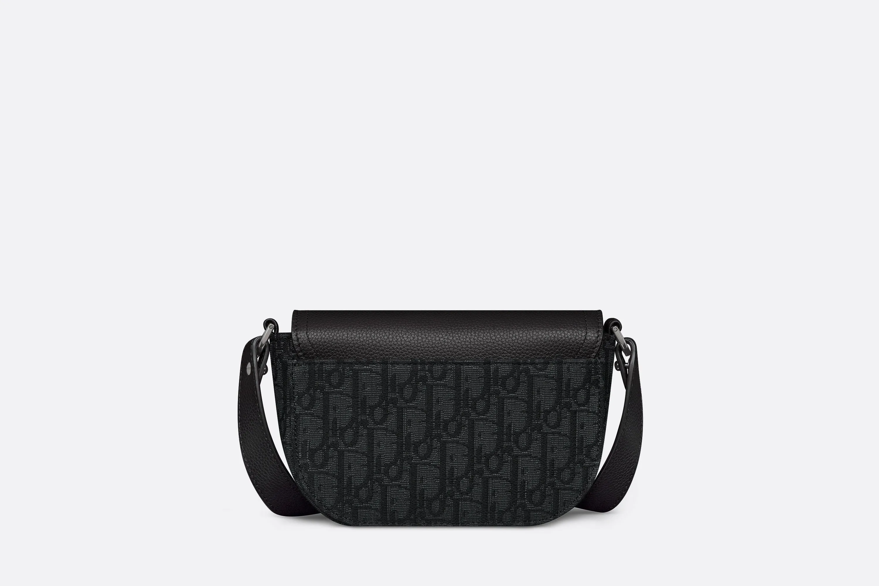 Saddle Pouch with Strap • Black Dior Oblique Jacquard and Grained Calfskin