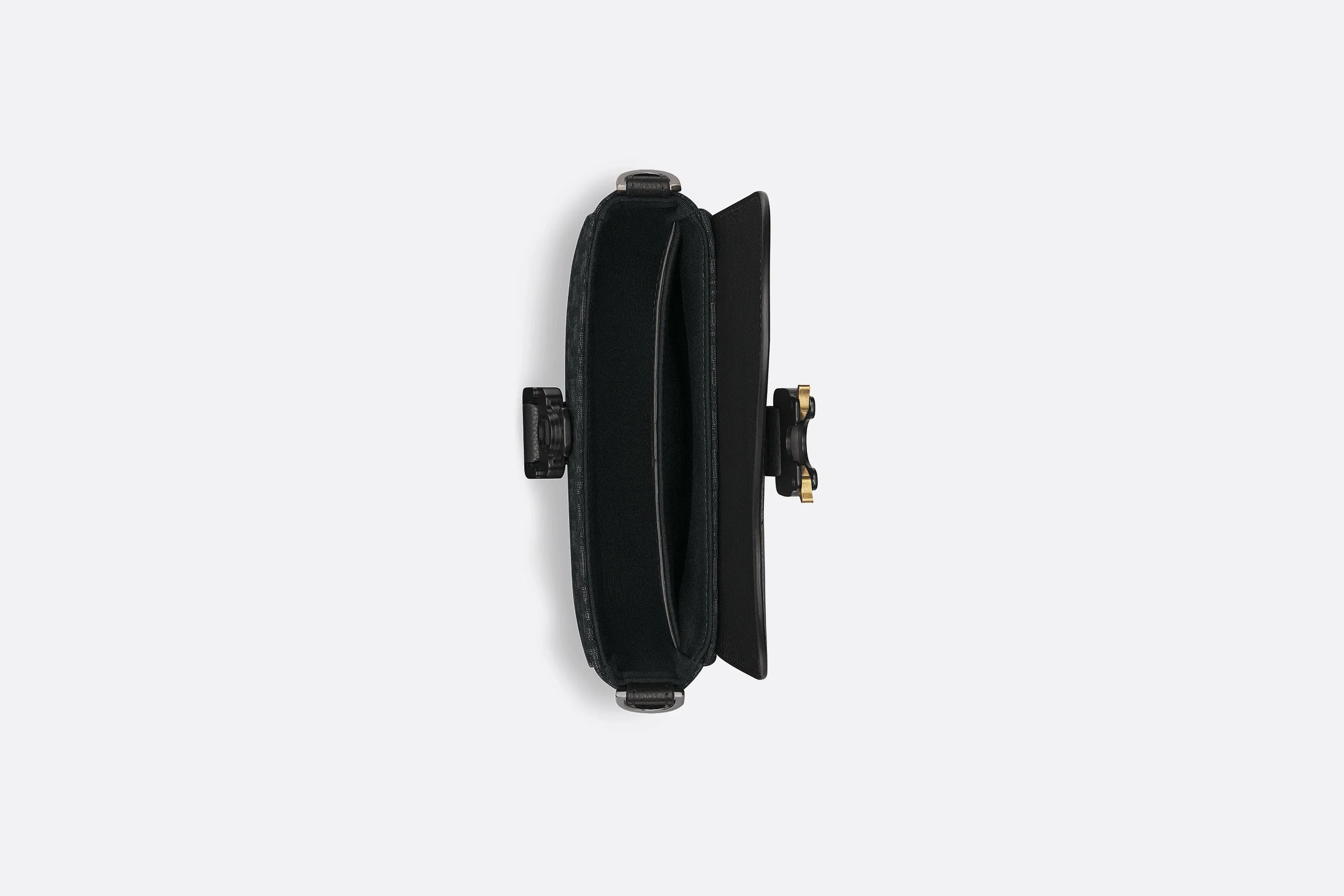 Saddle Pouch with Strap • Black Dior Oblique Jacquard and Grained Calfskin