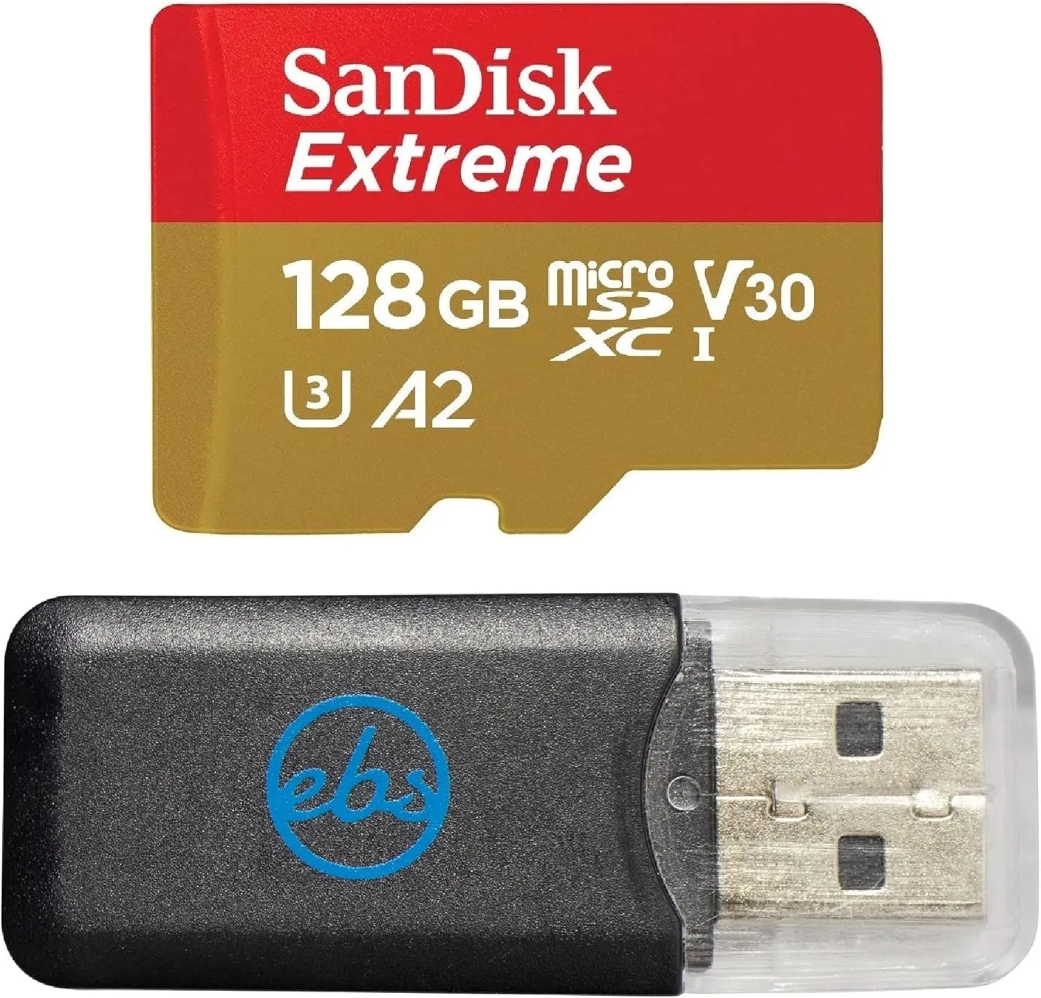 SanDisk 128GB Extreme microSDXC UHS-I Memory Card Works with Nextbase Dash Camera Works with 322GW, 222, 522GW Cameras (SDSQXA1-128G-GN6MN) Bundle with 1 Everything But Stromboli MicroSD Card Reader
