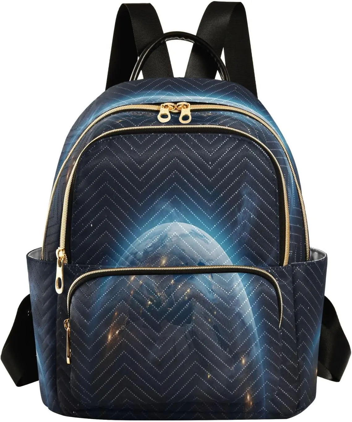 Satellite Earth Backpack Purse for Women Fashion Small Mini Daypack Purse for Lady Anti-theft Shoulder Bag with Strap Handbag Lady Purse, Medium