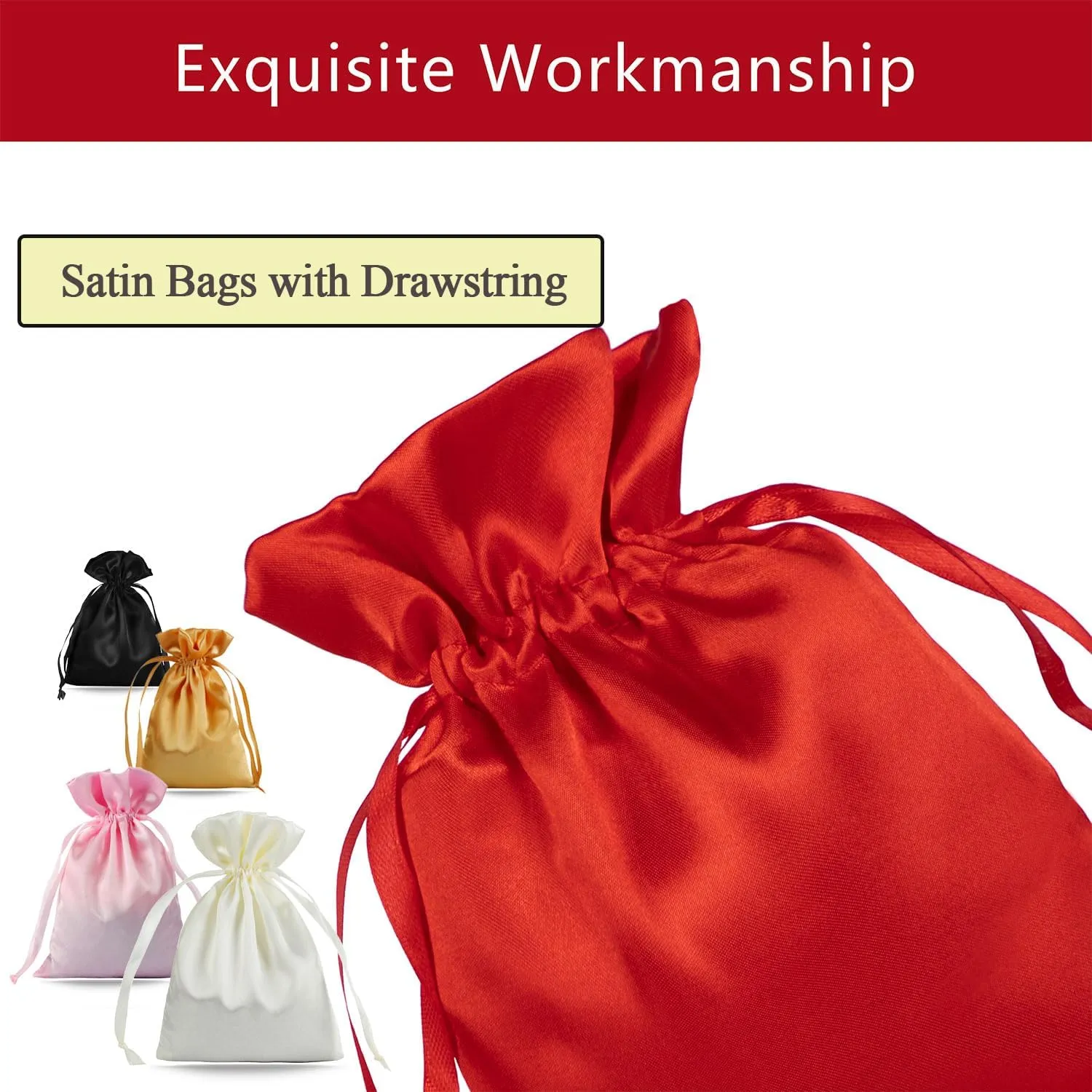 Satin Drawstring Bags, Multicolored Silk Gift Pouches, 50 Pieces Small Jewelry Wedding Favor Bags, 5x7 Inches