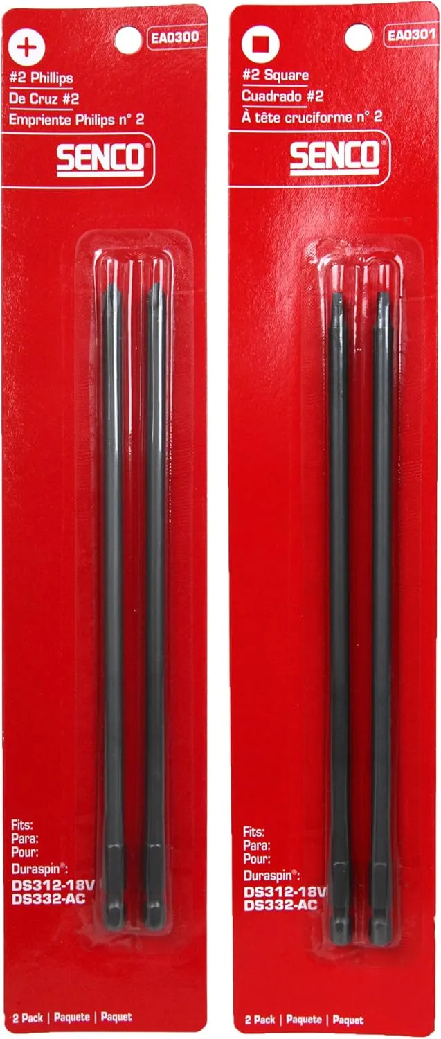 Senco EA0301#2 Square and EA0300#2 Phillips Duraspin Drive Bits (2-2 Packs