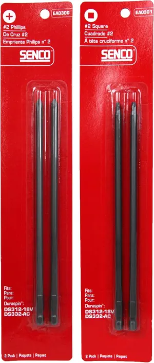 Senco EA0301#2 Square and EA0300#2 Phillips Duraspin Drive Bits (2-2 Packs