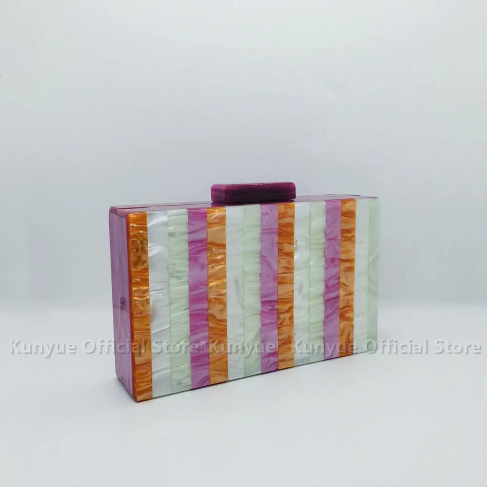 Seria Striped Marble Acrylic Evening Box Clutch