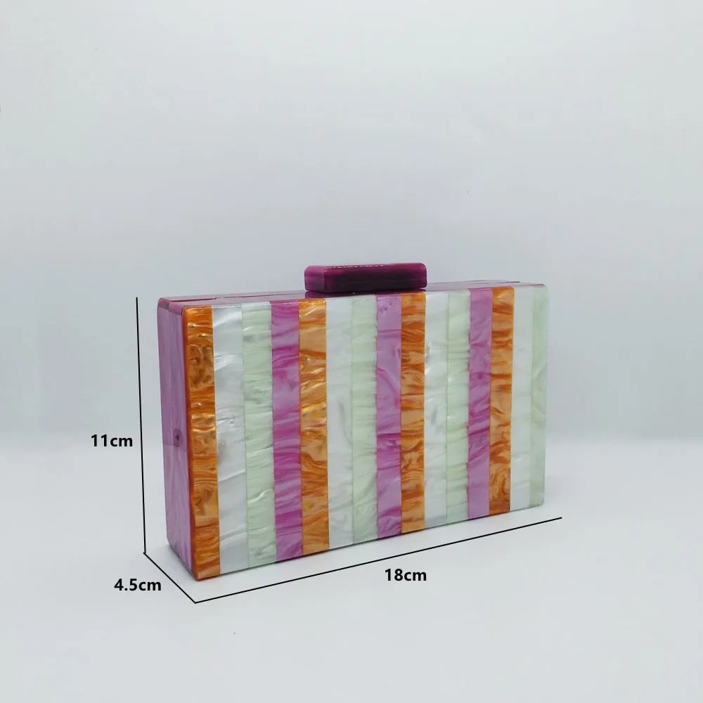 Seria Striped Marble Acrylic Evening Box Clutch