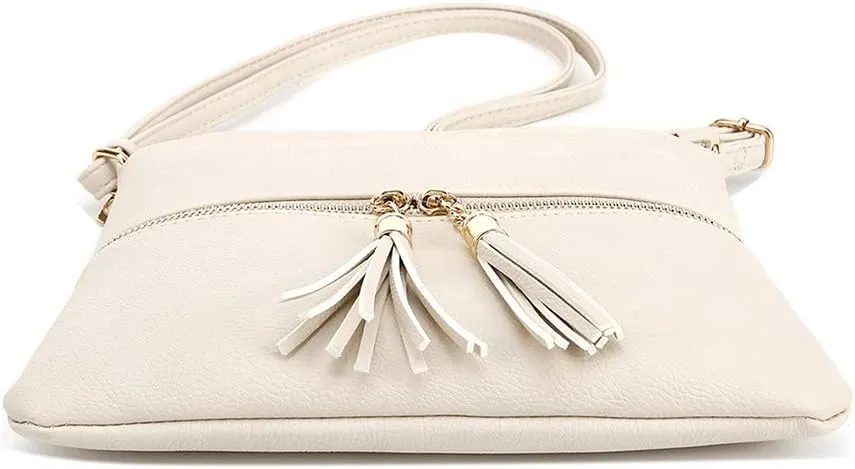 SG SUGU Lightweight Medium Crossbody Bag Shoulder Bag with Tassel and Zipper Pocket