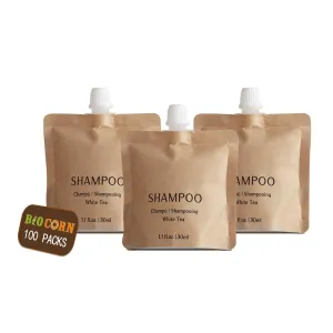Shampoo Recyclable Kraft Paper Pouch Bag (100 Pack, 1.1oz/30ml)