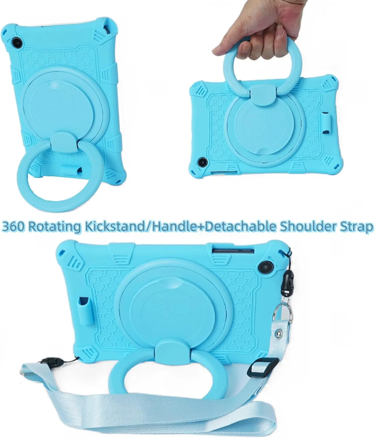 Silicone Tablet Case with 360 Rotating Kickstand Handle/Shoulder Strap Cute Cover Compatible with ALLDOCUBE iPlay 50 Mini Pro NFE 8.4 Inch Blue
