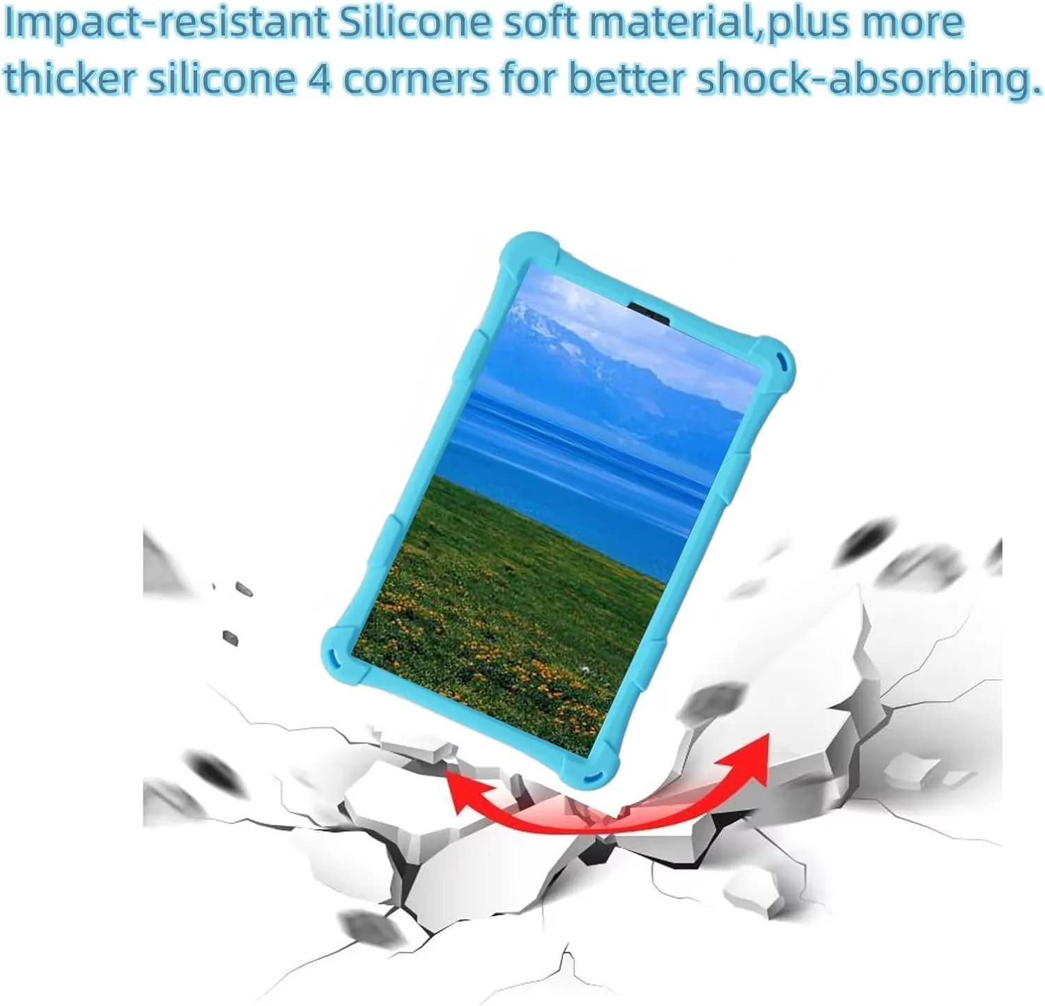 Silicone Tablet Case with 360 Rotating Kickstand Handle/Shoulder Strap Cute Cover Compatible with ALLDOCUBE iPlay 50 Mini Pro NFE 8.4 Inch Blue