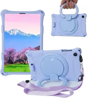 Silicone Tablet Case with 360 Rotating Kickstand Handle/Shoulder Strap Cute Cover Compatible with ALLDOCUBE iPlay 50 Mini Pro NFE 8.4 Inch Purple