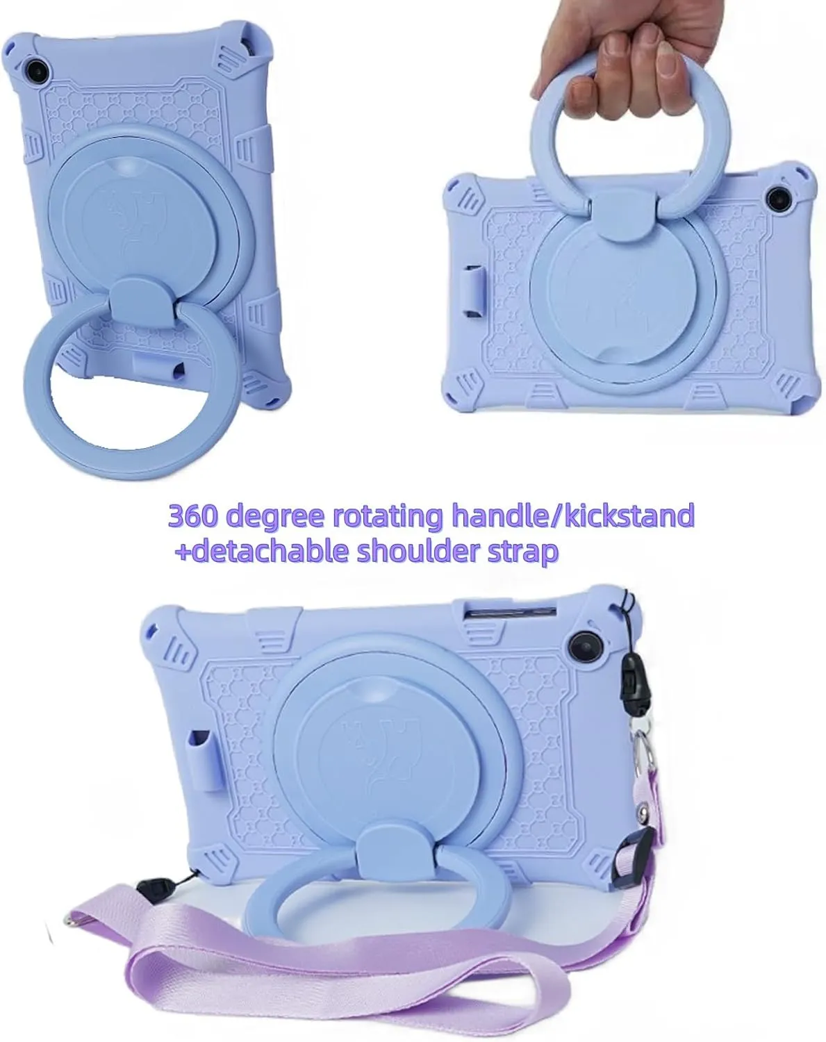 Silicone Tablet Case with 360 Rotating Kickstand Handle/Shoulder Strap Cute Cover Compatible with ALLDOCUBE iPlay 50 Mini Pro NFE 8.4 Inch Purple