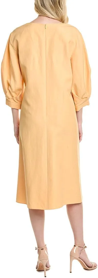 Silk & Linen-Blend Midi Dress