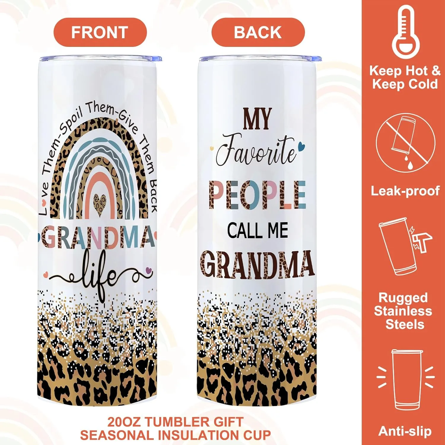 Silkfly 3 Pcs Grandma Life Set for Women Mothers Day Birthday Gifts Stainless Steel Tumbler Canvas Tote Bag for Friend Family Coworker