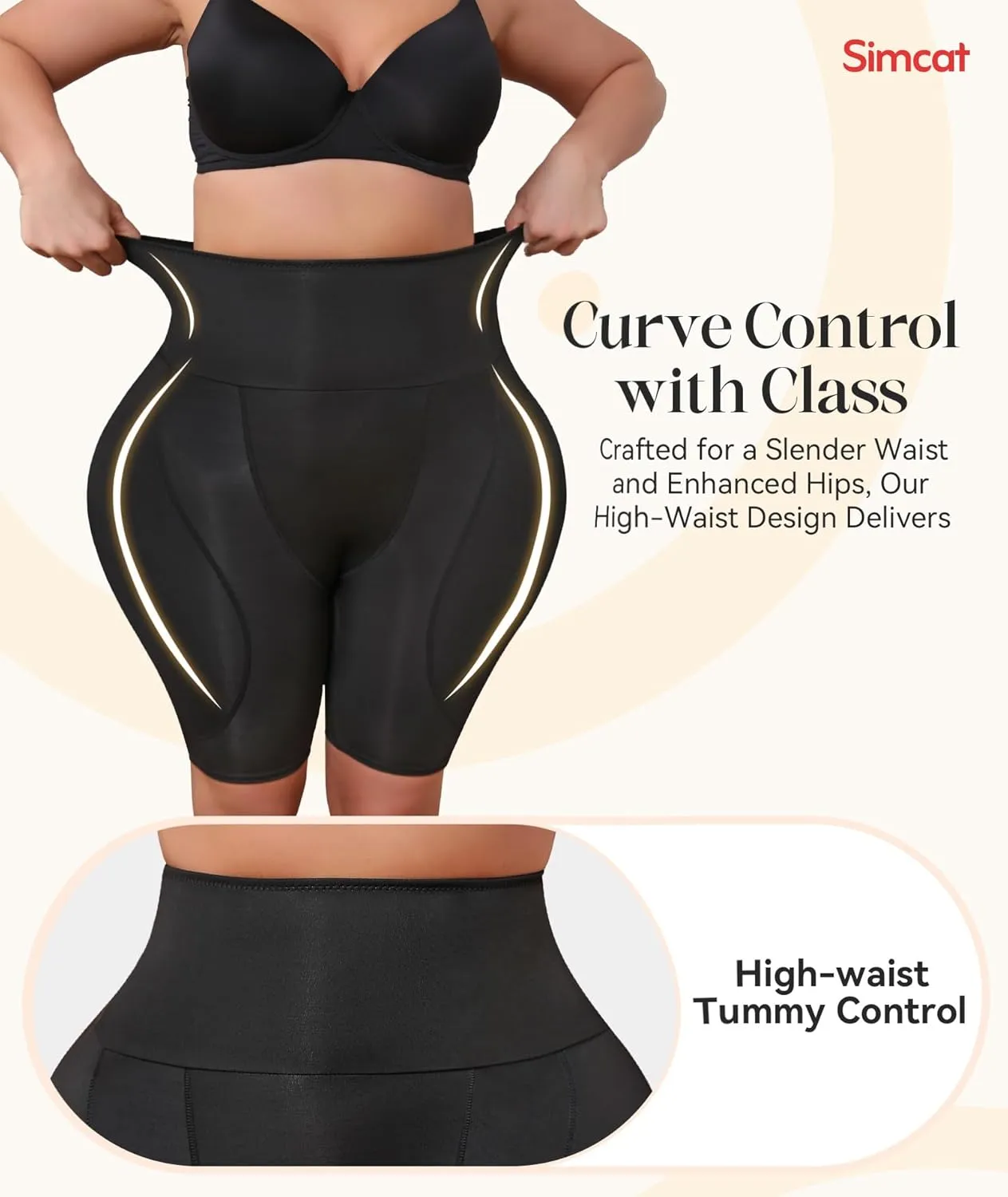 Simcat Hip and Butt Pads for Women Padded Dip Enhancer Bbl Filler Shapewear Shorts for Bigger Fake Butt Shaper