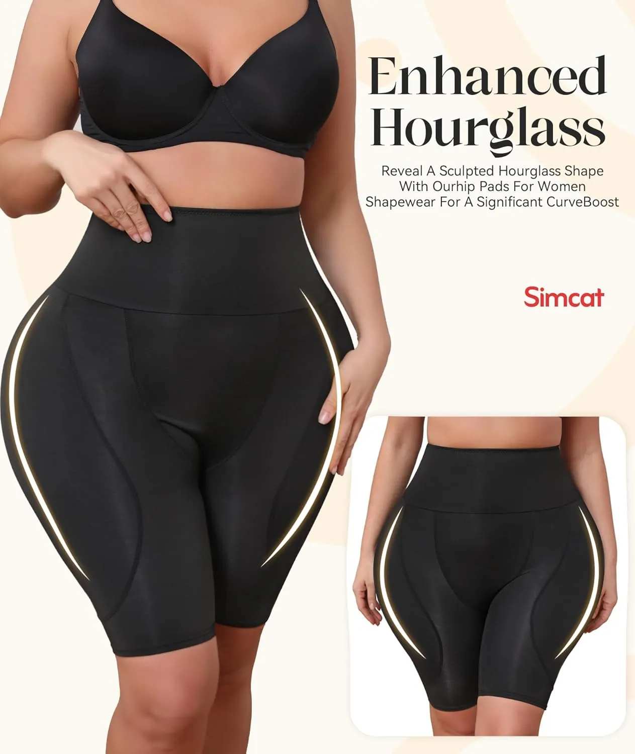Simcat Hip and Butt Pads for Women Padded Dip Enhancer Bbl Filler Shapewear Shorts for Bigger Fake Butt Shaper