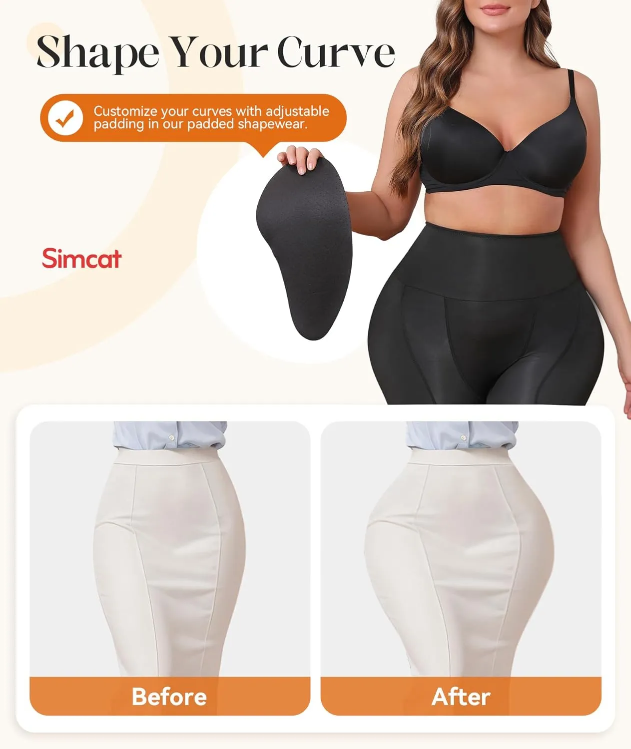 Simcat Hip and Butt Pads for Women Padded Dip Enhancer Bbl Filler Shapewear Shorts for Bigger Fake Butt Shaper
