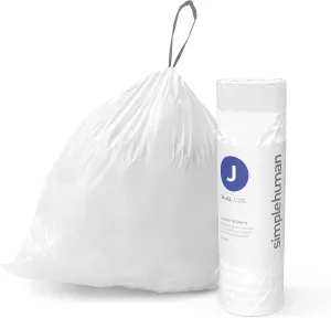 simplehuman Code J Custom Fit Drawstring Trash Bags, 240 Count, 30-45 Liter / 8-12 Gallon, White