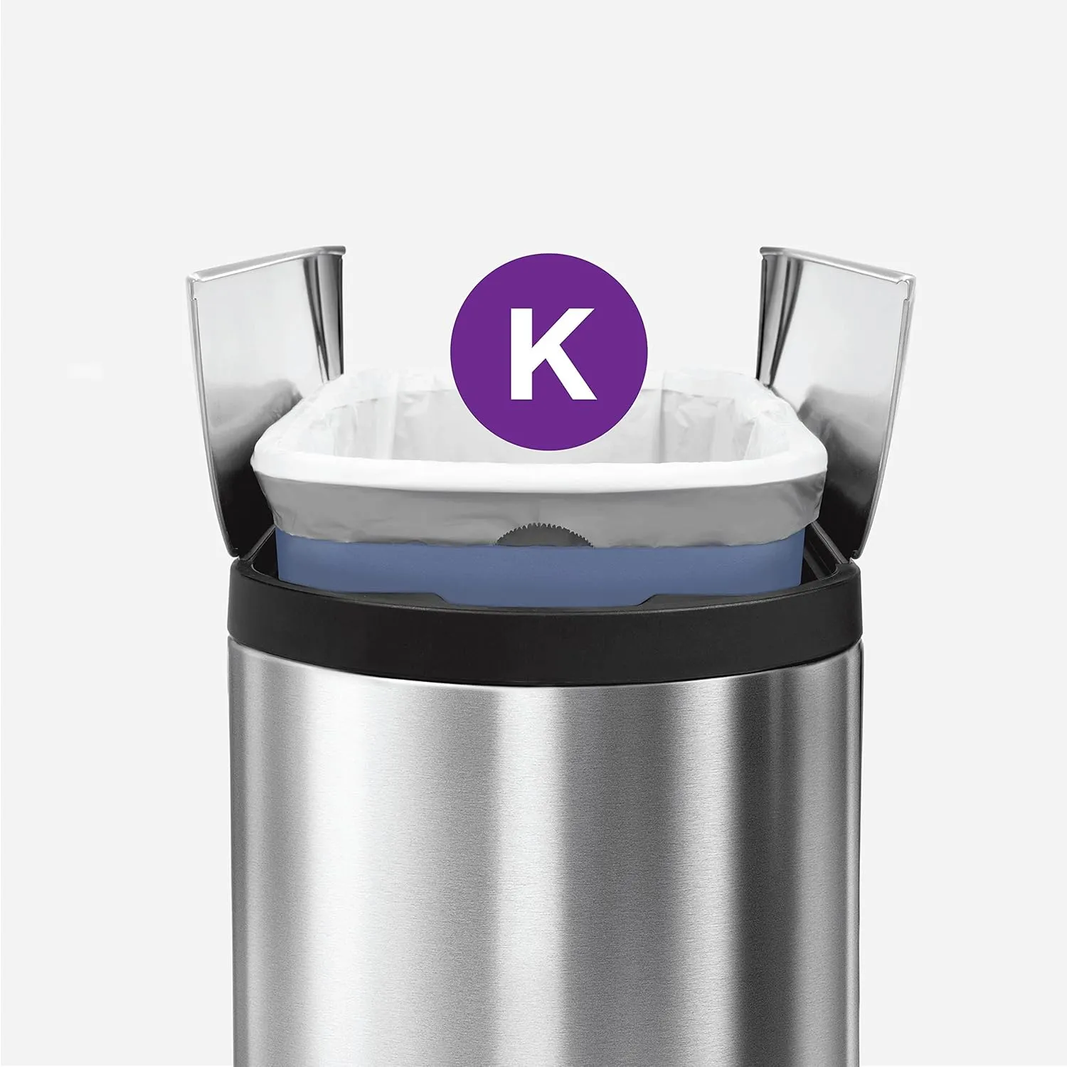 simplehuman Code K 60 Liners, 50% Recycled Custom Fit Bin Bags in Dispenser Packs with Durable Drawstring Tie Handle, 35-45L, White