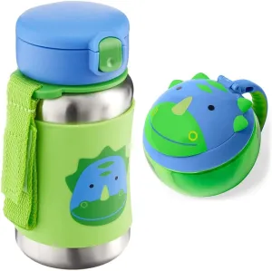 Skip Hop Toddler Sippy Cup with Straw, Zoo Stainless Steel Straw Bottle, Dino Baby Snack Container, Zoo Snack Cup, Dino
