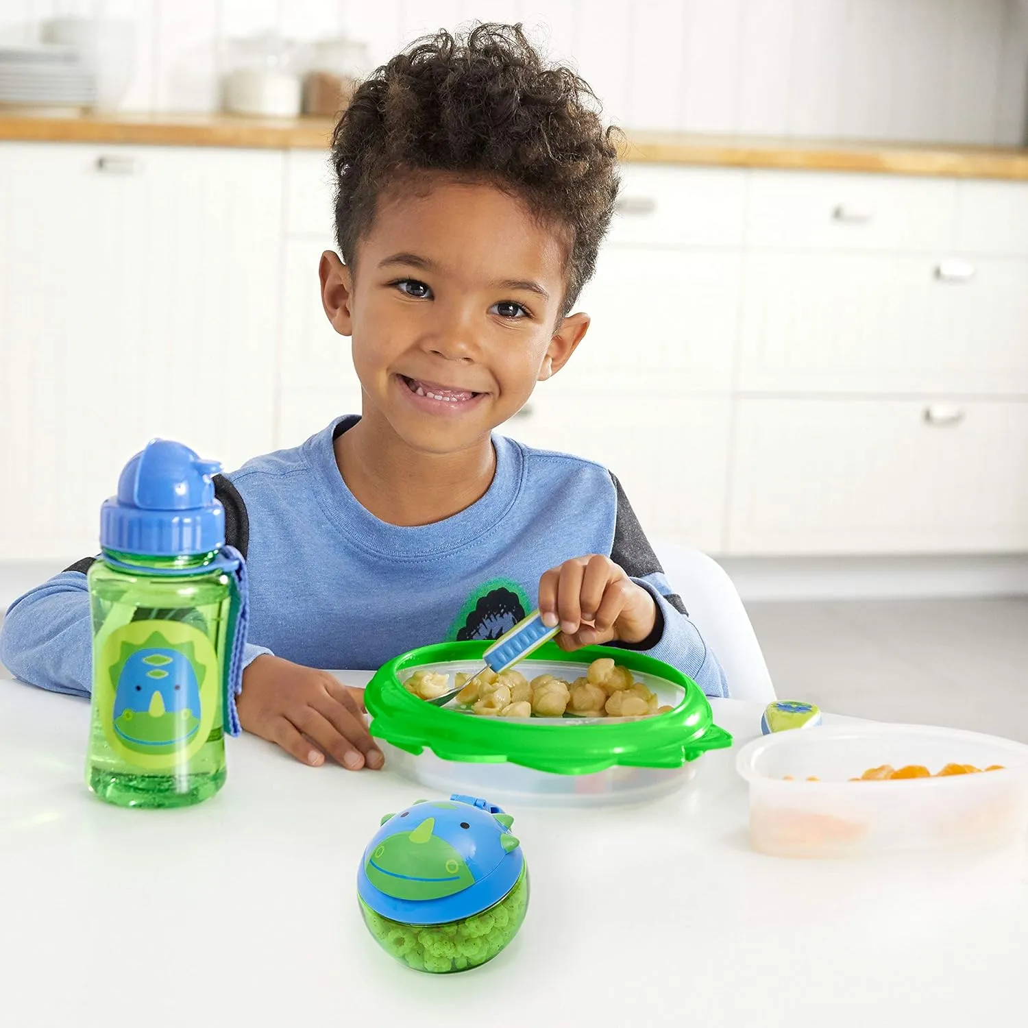 Skip Hop Toddler Sippy Cup with Straw, Zoo Stainless Steel Straw Bottle, Dino Baby Snack Container, Zoo Snack Cup, Dino