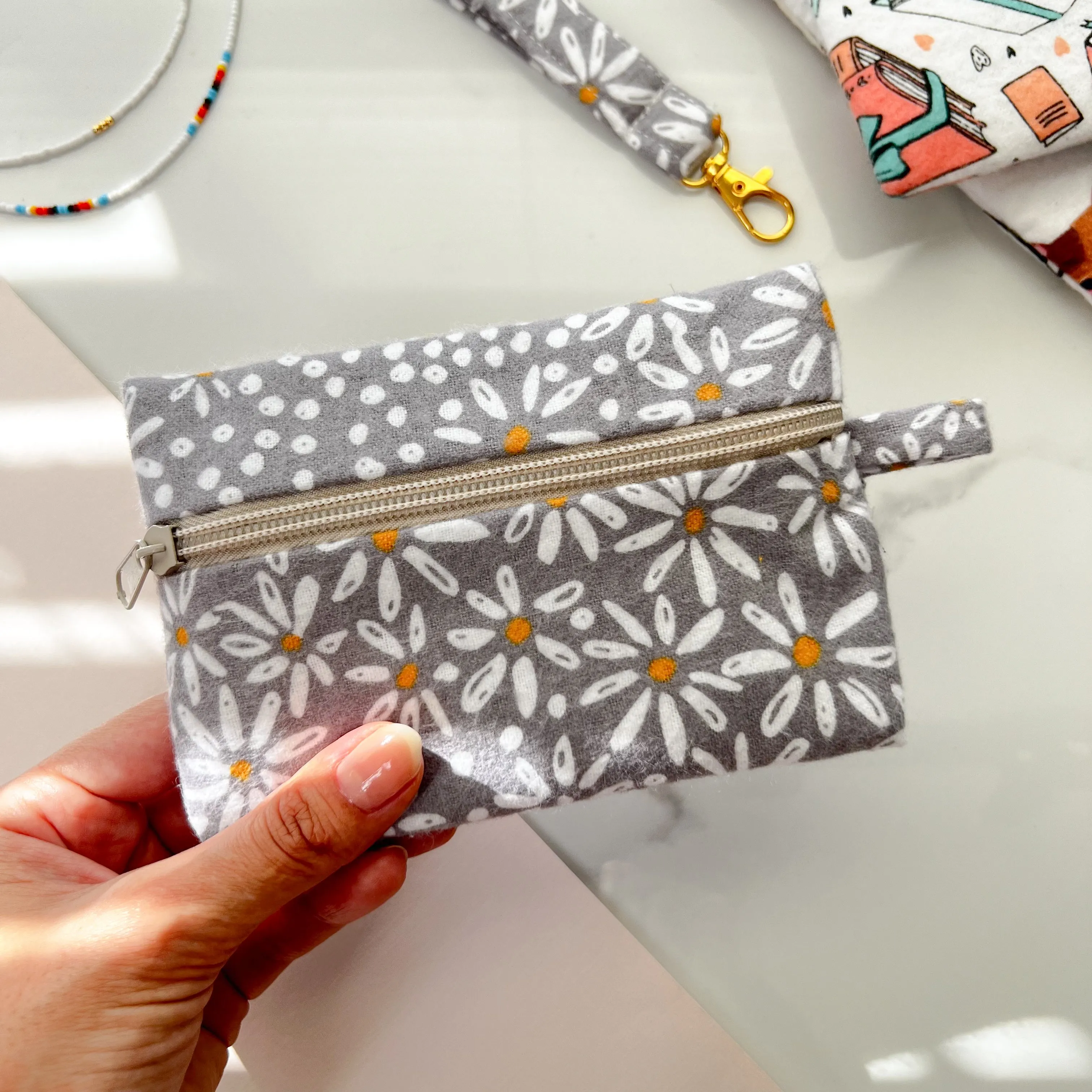 Small Coin Purse with Wristlet, Keychain Wristlet, Fabric Purse