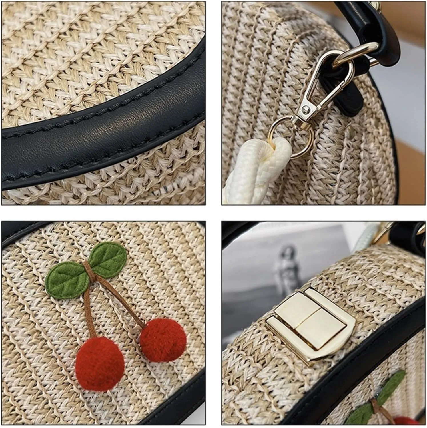 Small Cute Beach Bags for Women Straw Purses for Women Summer Purse Vacation Handbags Crossbody Bags Shoulder Bag(Green)