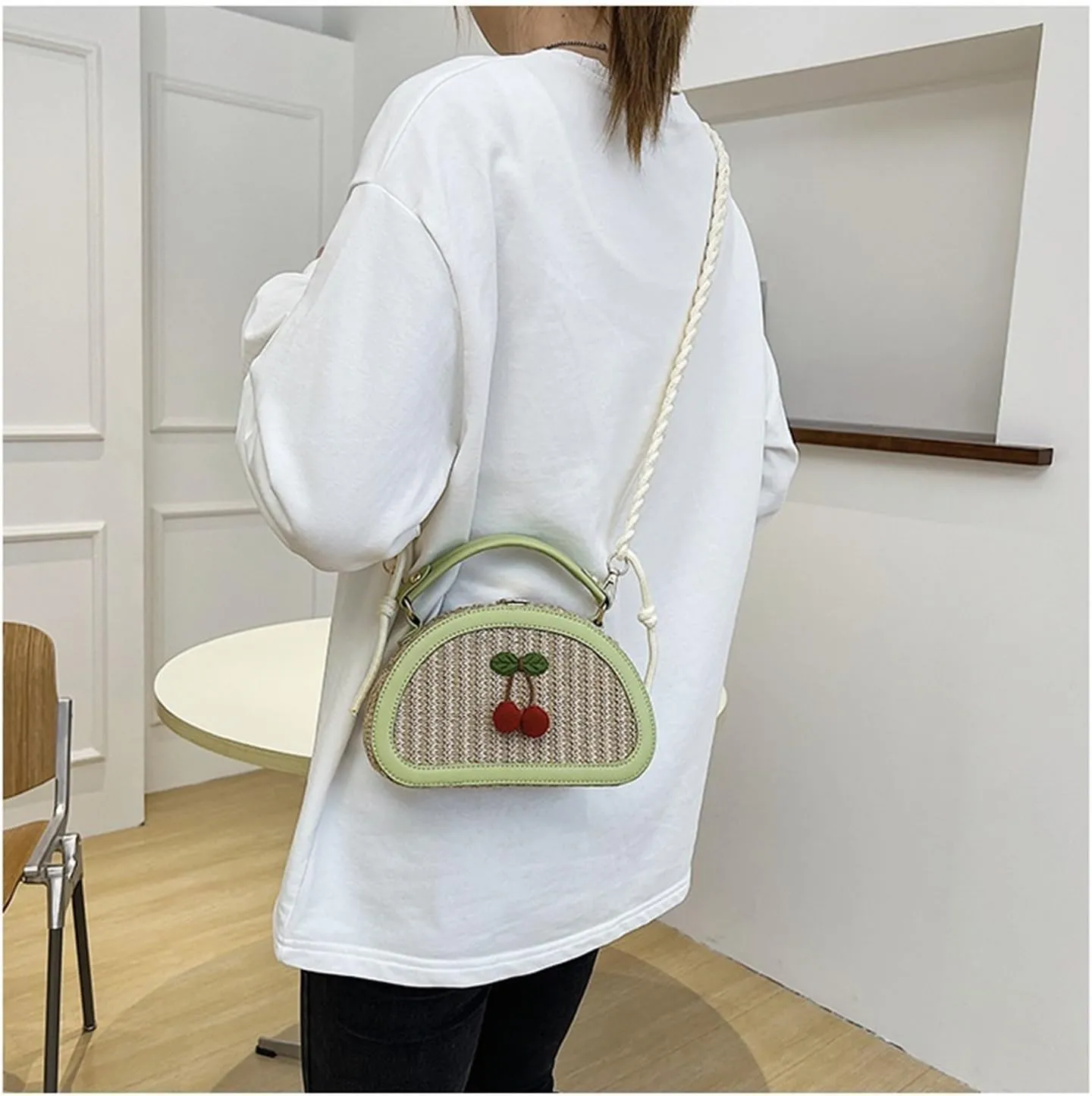 Small Cute Beach Bags for Women Straw Purses for Women Summer Purse Vacation Handbags Crossbody Bags Shoulder Bag(Green)