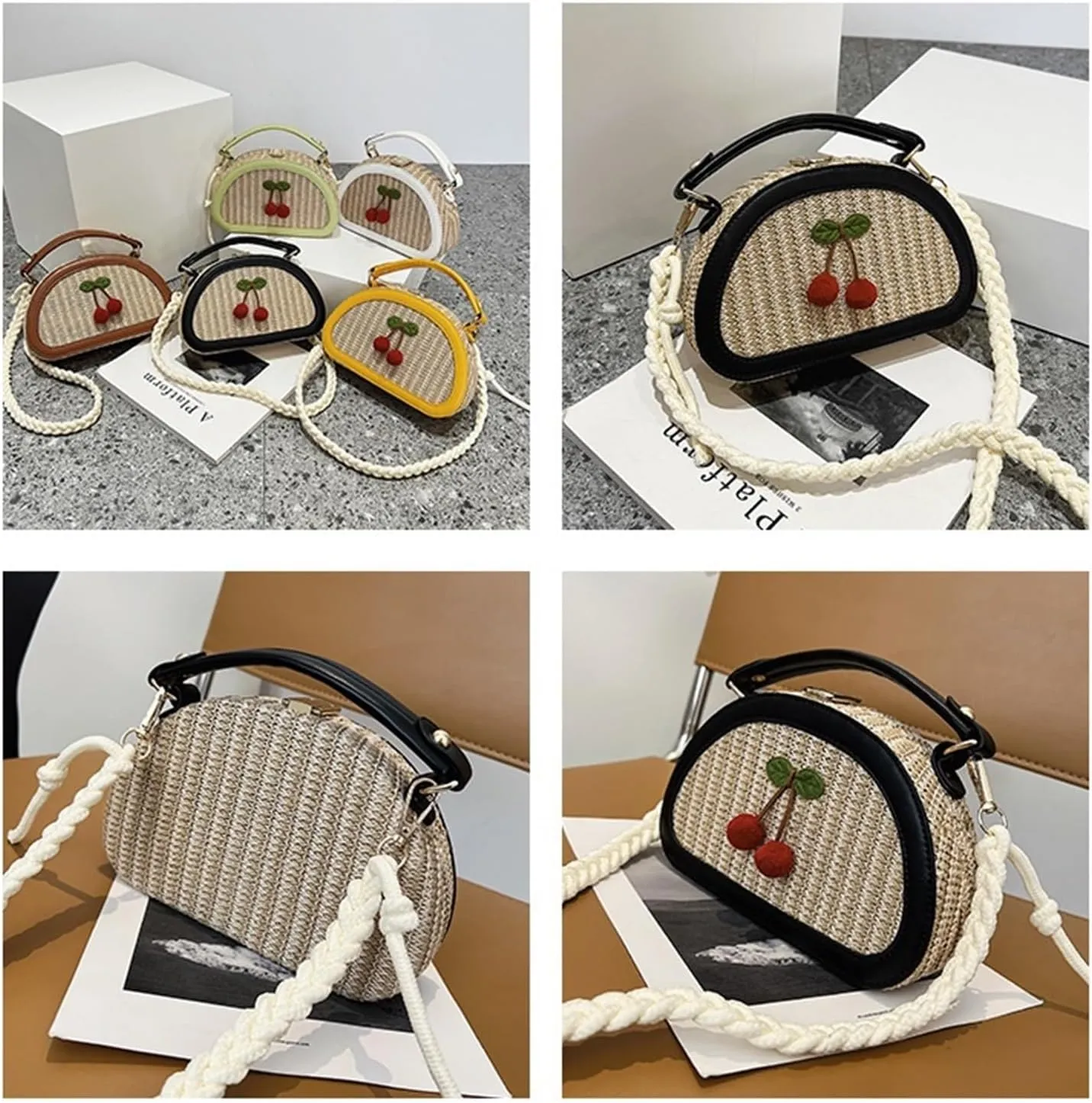 Small Cute Beach Bags for Women Straw Purses for Women Summer Purse Vacation Handbags Crossbody Bags Shoulder Bag(Green)