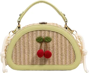 Small Cute Beach Bags for Women Straw Purses for Women Summer Purse Vacation Handbags Crossbody Bags Shoulder Bag(Green)