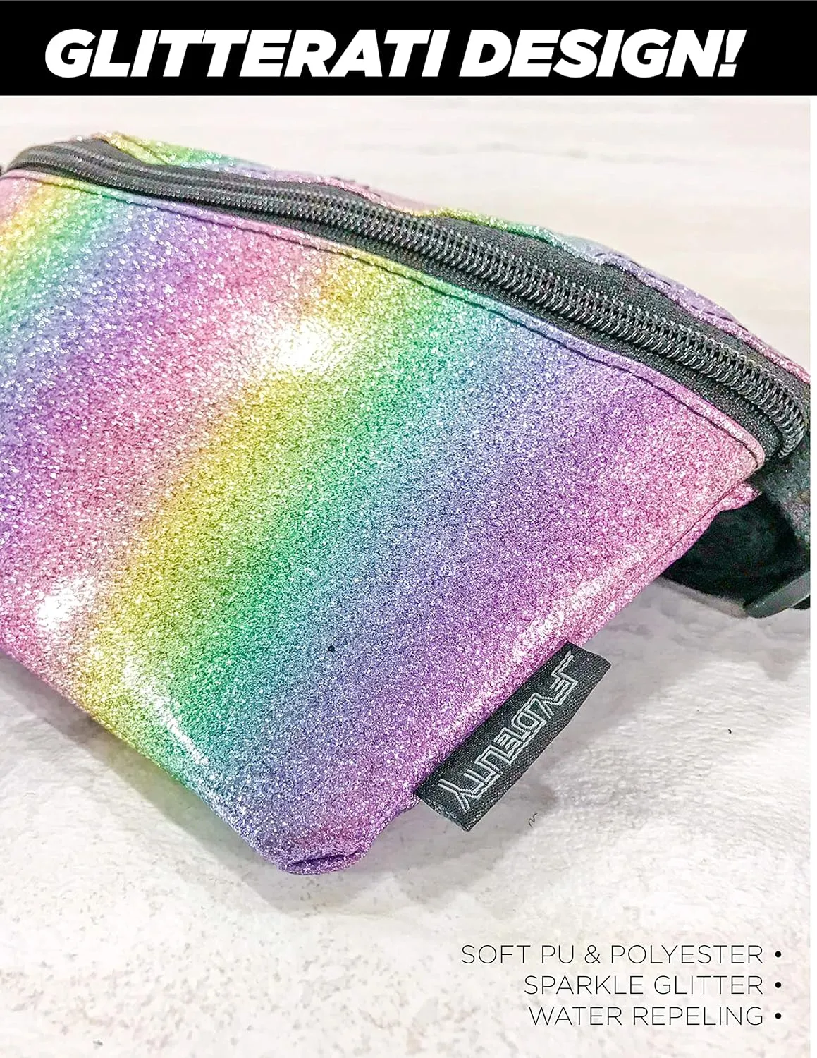 Small Fanny Packs for Women – 80s/90s Holographic Bum Bag – Unisex Retro Neon Crossbody Waist Belt Bag for Travel, Festivals, & Daily Use – Waist Belt Bag for Women | Dazzler Rainbow Glitter