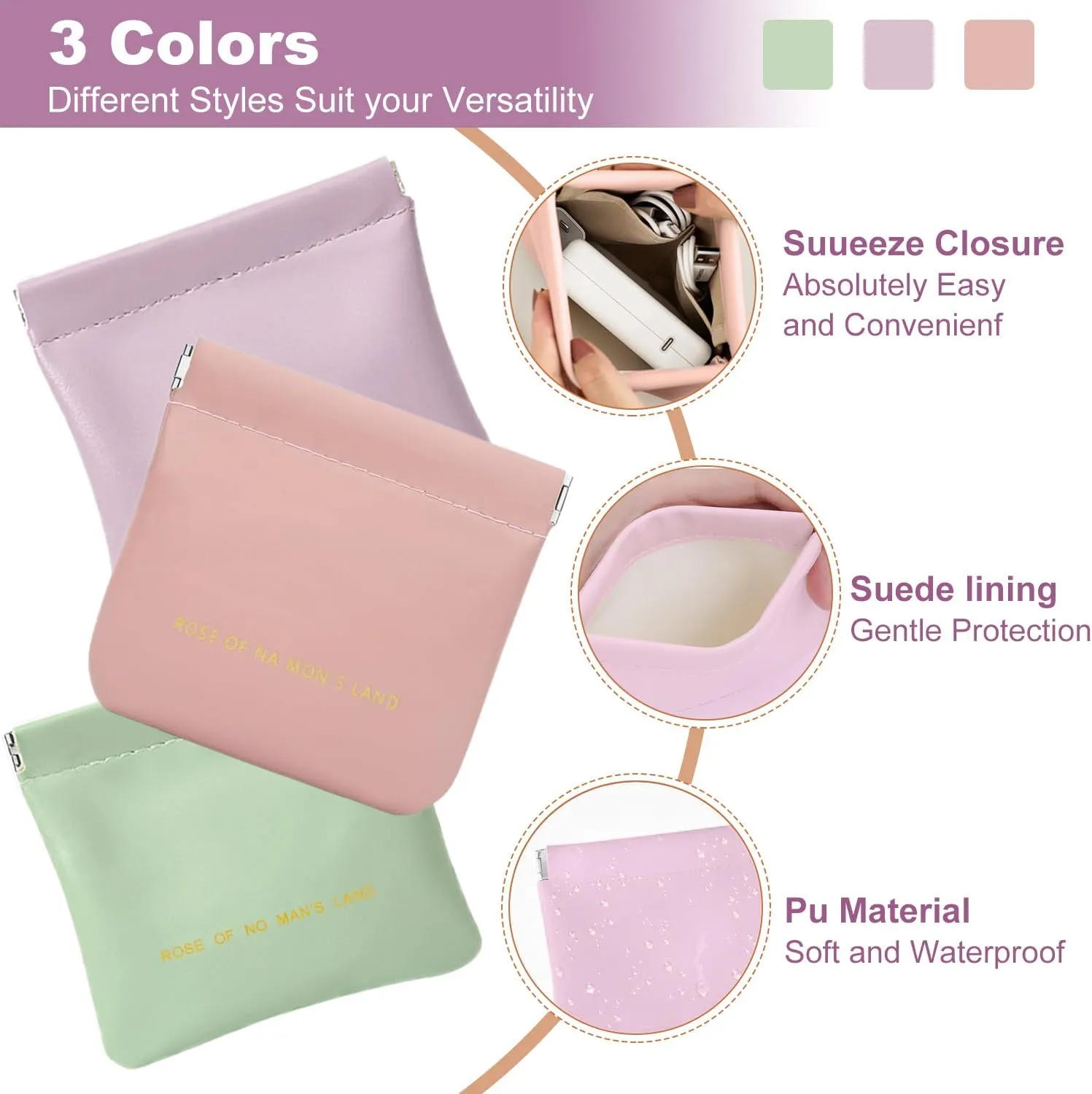small makeup bag for purse, snap closure leather organizer pouch,New lipstick pouch, portable mini storage bag,Two sizes Coin Purse Organizer Storage Pouch