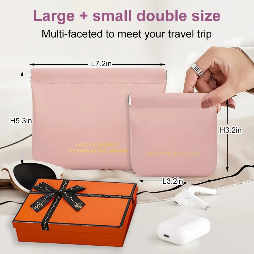 small makeup bag for purse, snap closure leather organizer pouch,New lipstick pouch, portable mini storage bag,Two sizes Coin Purse Organizer Storage Pouch