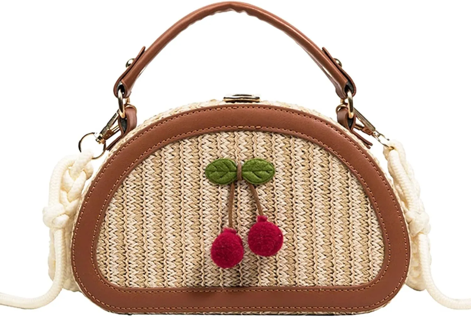Small Straw Bag Handbag Shoulder Bag Summer Woven Cute Purses Vacation Beach Purse Crossbody Bag Cherry Gifts For Women