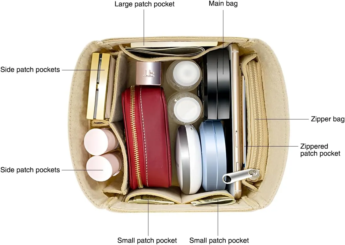 SMART DK Purse Organizer Insert for Handbags,Felt Bag Organizers Fit Picotin 18/22/26 Bags (Beige, P22)