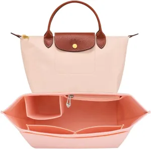 SMART DK Purse Organizer Insert for Longchamp Le Pliage Handbag Insert (PINK, L/11 * 6.69 * 9.84in)