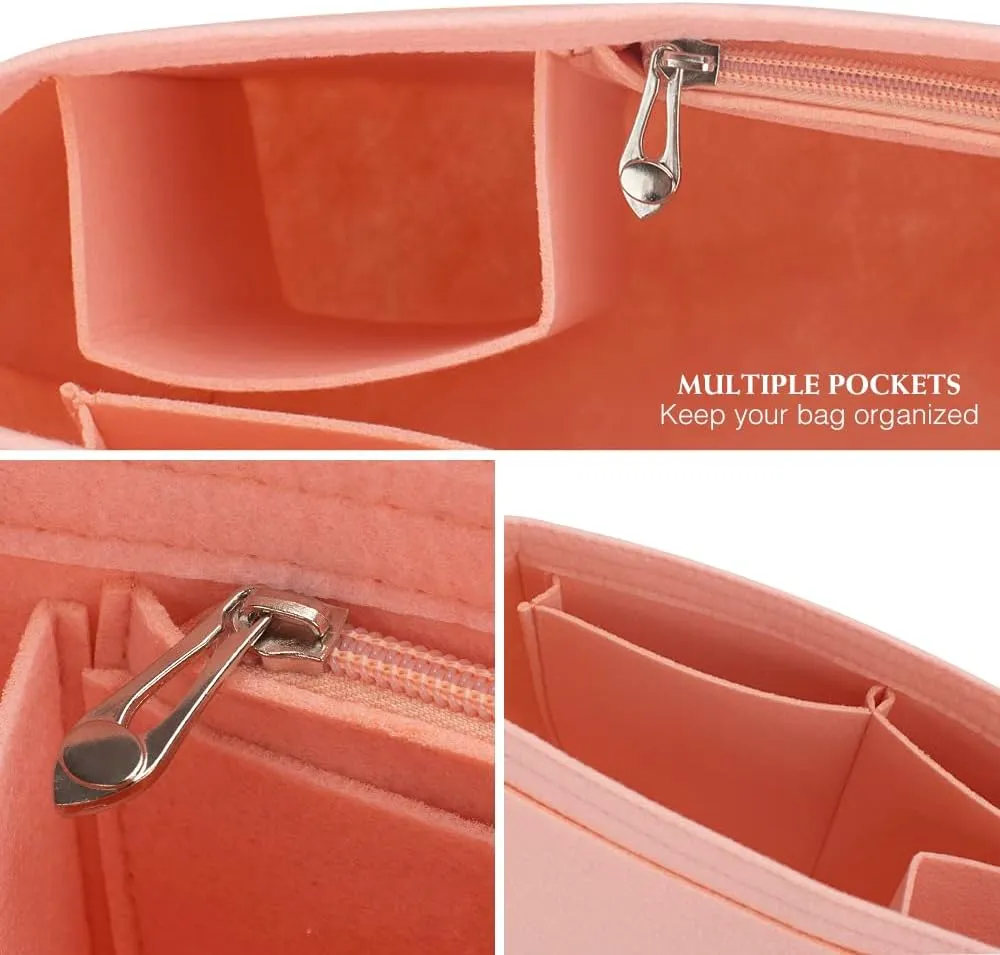 SMART DK Purse Organizer Insert for Longchamp Le Pliage Handbag Insert (PINK, L/11 * 6.69 * 9.84in)