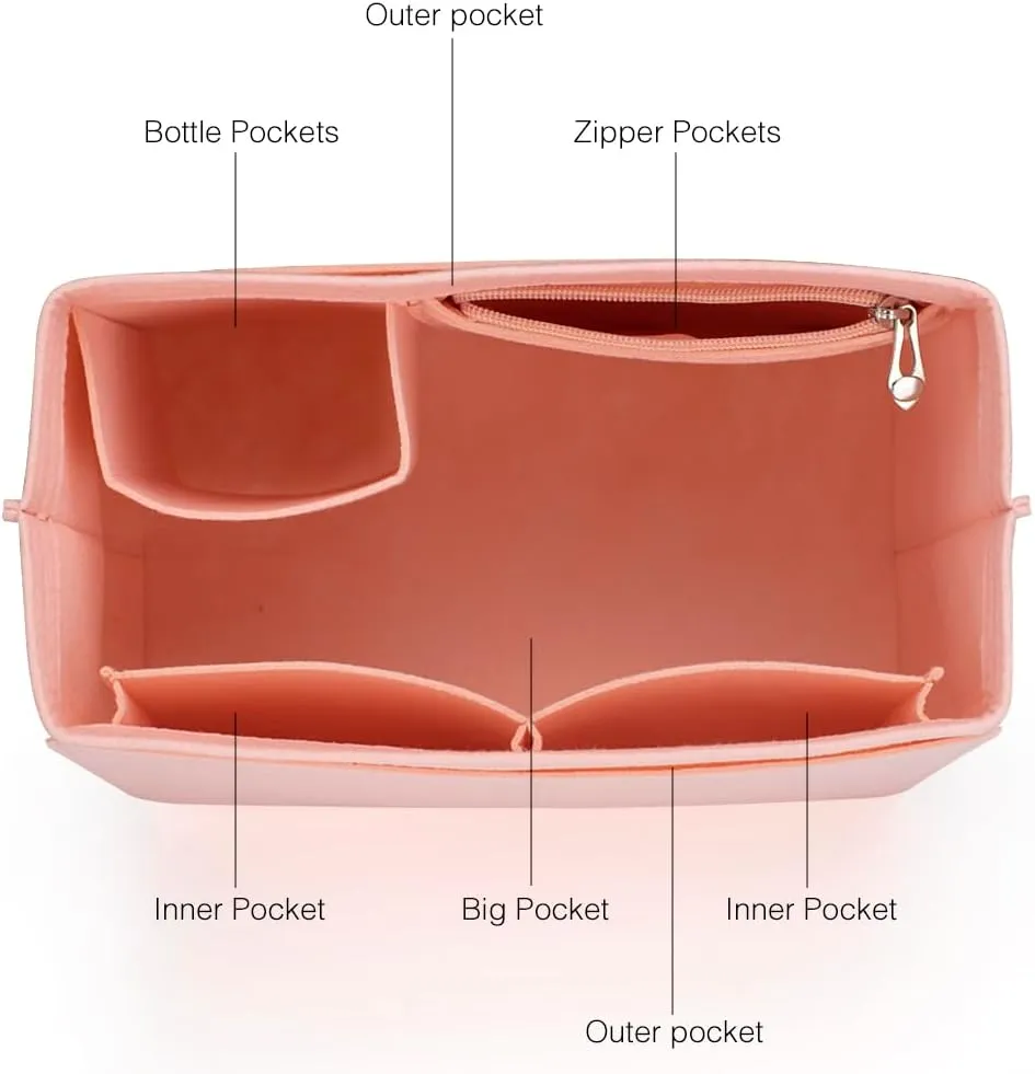 SMART DK Purse Organizer Insert for Longchamp Le Pliage Handbag Insert (PINK, L/11 * 6.69 * 9.84in)