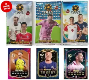 Soccer Trading Cards 2025 | 6 Packs - 48 Collectible Cards for Fans Mystery Cards Packs Contain Random Premium Cards in Each Set - Try & Collect Them All - Great Gift!