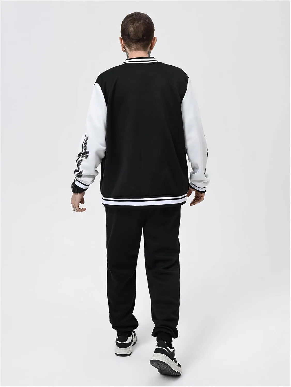 SOLY HUX Men's Varsity Jacket Color Block Letter Graphic Long Sleeve Baseball Jacket Bomber Coat