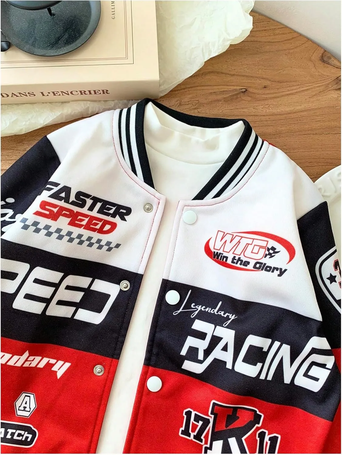 SOLY HUX Toddler Boy's Varsity Jacket Letter Graphic Color Block Long Sleeve Motorcycle Jacket Outerwear