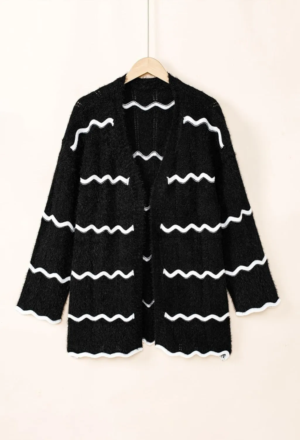 Sovoyontee Women's Oversized Striped Cardigan 2024 Fall Open Front Lightweight Cardigans Knit Sweater Coats