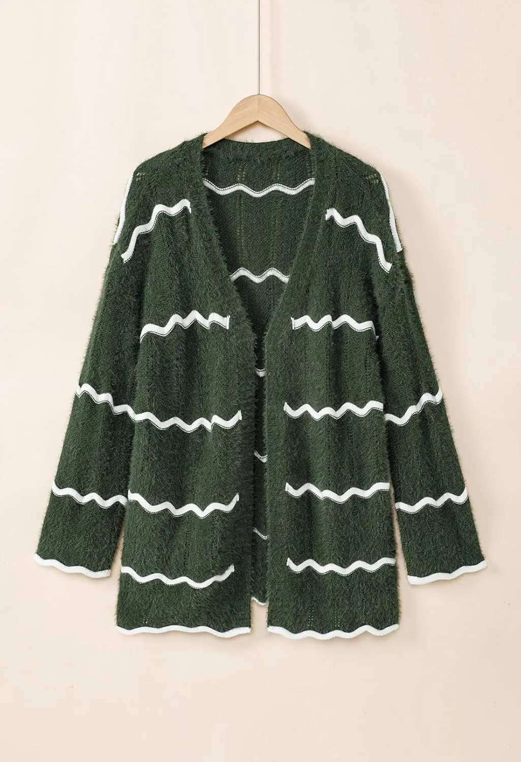 Sovoyontee Women's Oversized Striped Cardigan 2024 Fall Open Front Lightweight Cardigans Knit Sweater Coats
