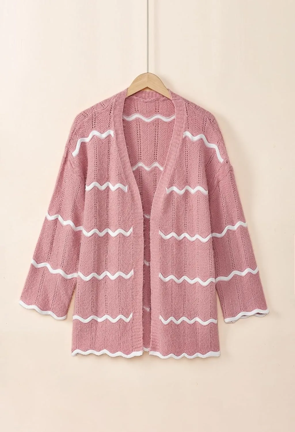 Sovoyontee Women's Oversized Striped Cardigan 2024 Fall Open Front Lightweight Cardigans Knit Sweater Coats